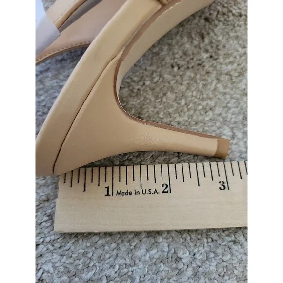 Womens Pumps Size 6.5 Tan Kitten Heels Pointed Toes Stiletto Sling Back Wedding - Picture 9 of 9